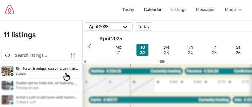 Calendrier Airbnb étape 2