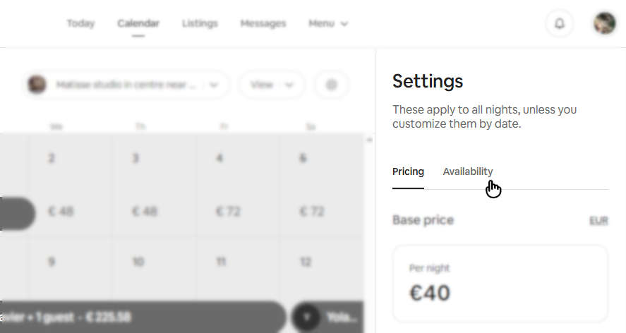 Calendrier Airbnb étape 3