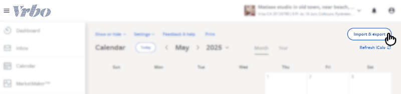 Calendrier VRBO étape 1